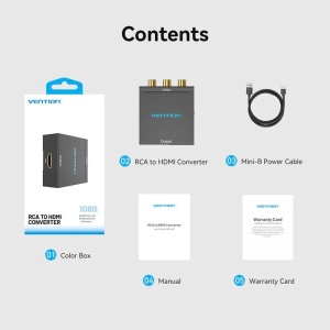 Prémium audio-video átalakító 3 db TATA RCA-ról HDMI aljzatra, 720p/1080p, USB-táplálás, ideális régi játékkonzolok csatlakoztatásához, Vention - Img 2