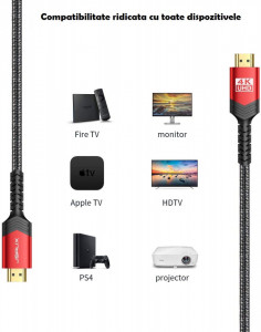 Prémium HDMI 4K kábel, 2m, alumínium törésgátló alumínium dugó, Jsaux - Img 5