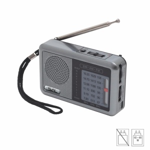 Radio portabil, 3 benzi, reincarcabil, gri