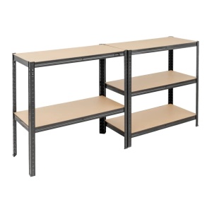 Raft metalic depozitare, 5 etajere robuste MDF, sarcina grea, ajustabile,modular, 180x90x40 cm, negru, Dedra - Img 5