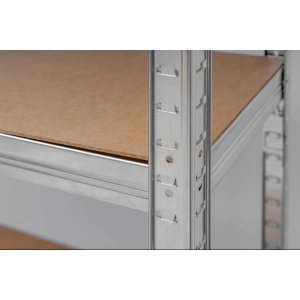 Raft metalic depozitare, 6 etajere robuste MDF, sarcina grea, ajustabile,modular, 224x90x40 cm, gri, Dedra - Img 2