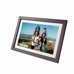 Ramă Foto Digitală Wi-Fi Denver PFF-1040DW, Ecran Tactil 10.1" HD IPS, Design din Lemn de Stejar, Software Frameo, 16 GB Stocare, USB-C, Dark Wood - Img 6