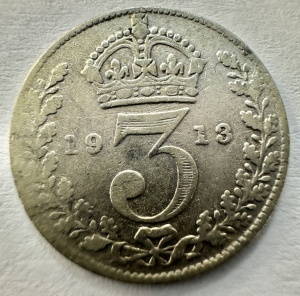 REGATUL UNIT - GEORGE V - 3 PENCE 1913 - ARGINT 0.925 - Img 2