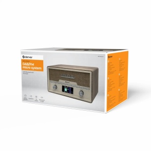 Retro stílusú rádió-CD-lejátszó, FM-rádió, DAB+, színes LCD-kijelző, beépített hangszórók, Bluetooth, USB, távirányító, fa burkolat, világosbarna, DENVER - Img 2