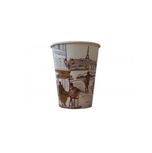 Set 100 pahare carton pentru cafea, vin fiert, 6.5oz, city life, 190ml, d70