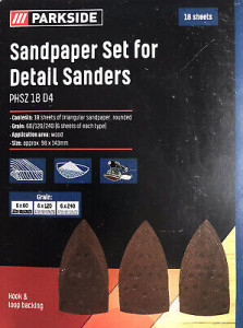 Set 18 benzi abrazive slefuitor cu velcro, tip triunghi, 143 x 98mm, Parkside - Img 1