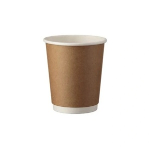 Set 25 pahare din carton pentru cafea, ceai, 235ml, 8oz, perete dublu, diametru gura D80, Natur