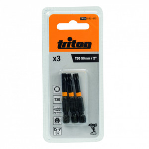 Set 3 biti profesionali, impact, torx T30, 50mm, otel premium tip S2, Triton - Img 3
