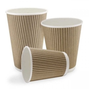 Set 30 pahare carton, ripped natur, 8oz, 235ml, D80, protectie maini - Img 1