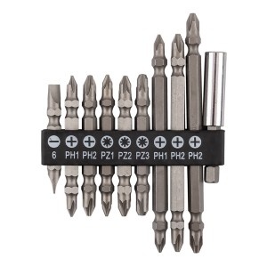 Set de biti reversibili SL6, PH1x2, PH2x3, PZ1/2/3, cu suport magnetic 60 mm, 10 buc.