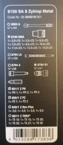 Set profesional 28 piese, clichet, tubulare, biti, Wera 8100 SA 8 - Img 3
