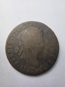 Spania- 8 Maravedis 1833 – Regele Ferdinand VII