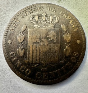 SPANIA - ALFONSO XII - 5 CENTIMOS 1879 - Img 2