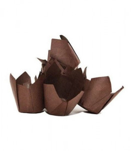Szett 2160 muffin sütőforma, tulipános kockás, hőpapír, 42 x 72, barna - Img 3