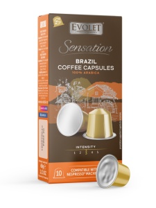 10 db NESPRESSO kompatibilis prémium kávékapszula készlet, BRAZÍLIA, 100% Arabica, Evolet