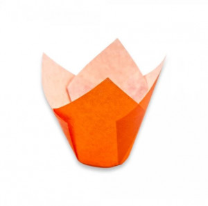 150 darabos muffin formakészlet, tulipán formák, 50 x 80mm, narancssárga színben