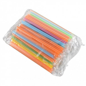 250 darabos készlet, egyenként csomagolt műanyag szívószálak Bubble Tea, 210 x 12mm, többszínűek - Img 5