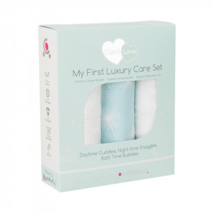 4 db-os takaró készlet, My first Luxury Care szett, fiúk, bambusz szál, antimikrobiális, antiallergén, 0+, ComfiLove