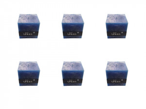 6 db-os professzionális gyertya készlet, 6 x 900gr, kék, 10,2 x 10 x 10cm, égési idő 65 óra/fény, SPAAS