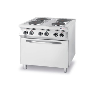 Aragaz electric Hendi Kitchen Line cu 4 plite si cuptor convectie 400V/13400W GN1/1 800x700x(H)900 mm