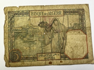 Bancnota Algeria Coloniala - 5 Francs 1944 - Img 2
