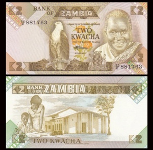 Bancnota -Zambia 2 Kwacha, 1986-1988