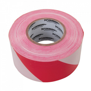 Biztonsági szalag, kerületi jelzőszalag, 70mm x 500m, piros/fehér, Fixman - Img 1