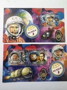 Blocuri filatelice – Programul Spațial Sovietic „Vostok 2”, Gabon, 2023, 2 blocuri