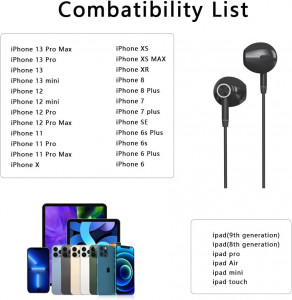 Casti cu microfon compatibil Iphone toate modelele, negru, conector Lightning - Img 2