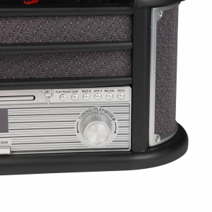 Combina muzicala tip RETRO, cd-player, usb, tunner, aux, caseta, pick-up, cutie lemn, NEGRU, Denver MRD-51B - Img 6
