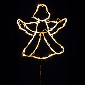 Decorațiune LED pentru fereastră, înger, temporizator 6/18 ore, adaptor, alb cald - Img 1
