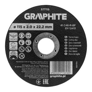 Disc de taiere, corindon, pentru beton 115 x 2.0 x 22.2 mm, 41 C46-R-BF