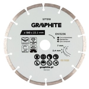 Disc de taiere diamantat, segmentat, 180 x 22,2 mm, taiere uscata