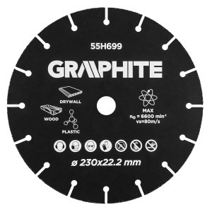 Disc de taiere din carbura de tungsten pentru lemn si plastic 230 x 22,2 mm