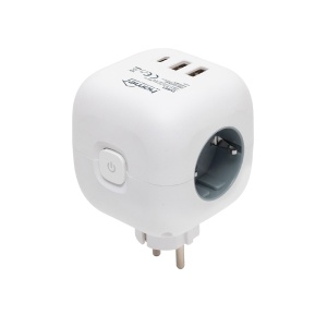 Distribuitor cub, comutator, 3 prize 16A 250V~, 2xUSB-A, 1xUSB-C - Img 2