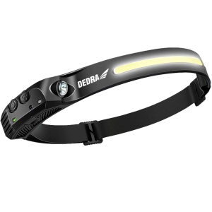 Fejlámpa 3 az 1-ben, rugalmas COB LED szalag, 300lm, kézérzékelő bekapcsolva, 800mAh akkumulátor, usb C, Dedra