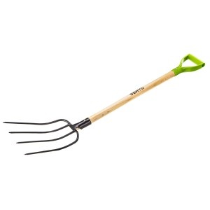 Furca universala,4 dinti, coada de lemn, maner de plastic