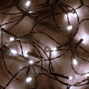 Ghirlanda cu LED-uri şi baterie, 50 buc LED alb rece, cu temporizator