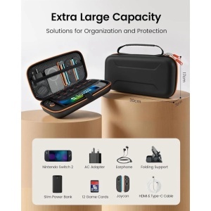 Husa de transport si de protectie pentru console jocuri portabile, spatii multiple de stocare, protectie ecran, compatibil cu Nintendo Switch 2, Transnovo - Img 4