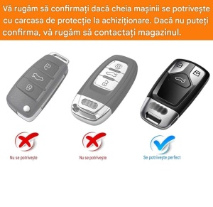 Husa premium pentru cheie Audi A4 B9 A5 A6L A6 S4 S5 S7 8W Q7 4M Q5 TT TTS RS, imitatie carbon, cutie pentru cadou inclus - Img 3