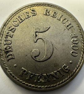 IMPERIUL GERMAN - WILHELM II - 5 PFENNING 1900