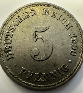 IMPERIUL GERMAN - WILHELM II - 5 PFENNING 1900 - Img 3