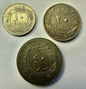 IMPERIUL OTOMAN - SULTAN MEHMED V - 10/20/40 PARA 1913