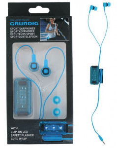 In-ear vezetékes sport audio fejhallgató, sztereó, 3,5 mm-es jack csatlakozó, kábeltartó LED lámpával, 1,1 m kábel, Grundig - Img 4