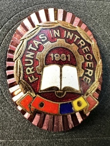 Insignă „Fruntaș în întrecere” - 1981 – RSR - Img 2