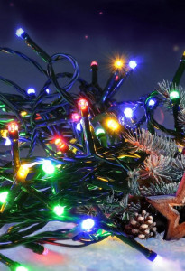 Karácsonyfa installáció, 100 LED izzó, 8m, többszínű fény, 220v, 8 program, VKTools - Img 3