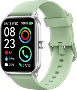 Költségvetési okosóra, zöld, hívás/válasz, fitness, óra, érintőképernyő, beépített Alexa, beépített Alexa