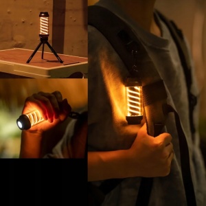  LED-es hordozható lámpa, 2 fényforrás, 100 lumen, akkumulátor, USB-C, 6 fokozat, mini állvány - Img 2