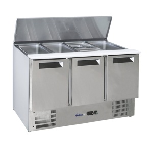 Masa rece cu 3 usi pentru salata cu capac rabatabil Hendi by Arktic, 1365x700x(H)860 mm,