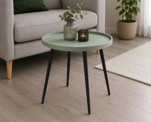 Masuta de cafea, decor pentru casa, terasa, living, piscina, diametru 49.5 cm, inaltime 48cm, greutate suportata 20Kg, picioare metal, blat polipropilena, Verde Turqoise - Img 3